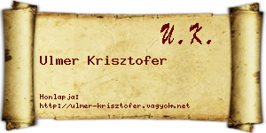Ulmer Krisztofer névjegykártya